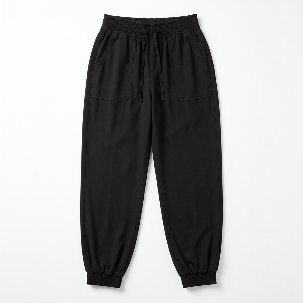 Love Tree Womens L Black Smocked Waist Jogger Pants NWT Casual Athleisure Boho